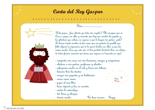 CartaGaspar Cartas de los Reyes Magos para descargar