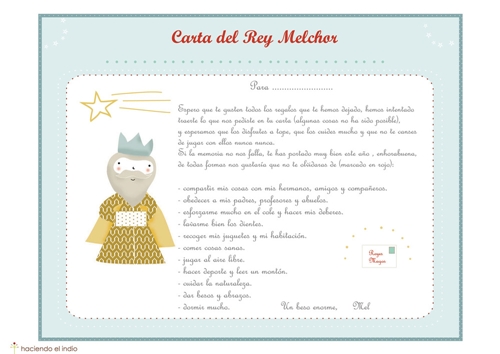 CartaMelchor Cartas de los Reyes Magos para descargar