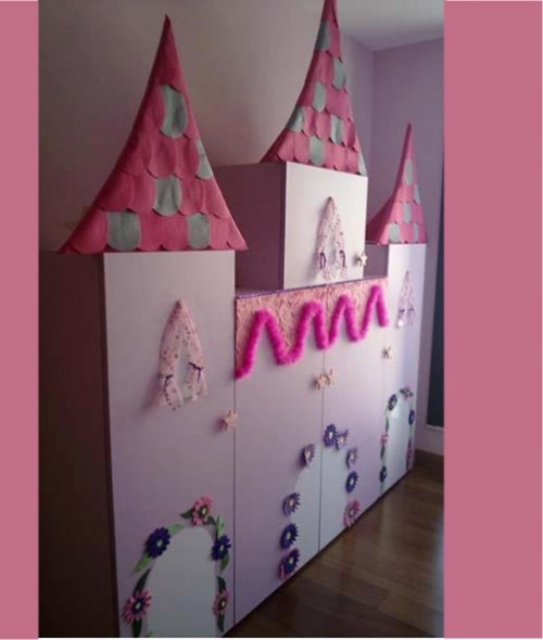 armario palacio 500x590 Muebles infantiles transformados en un castillo medieval