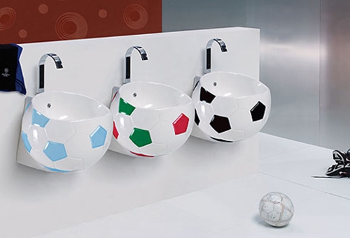 baño infantil tematizado 2 Lavabos para muy futboleros